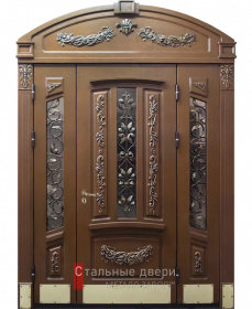 Арочная парадная двери со стеклом №48